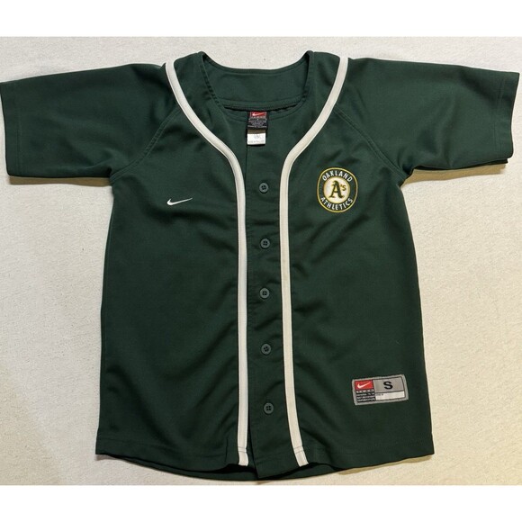 Y2K Nike Team MLB Oakland Athletics A'S Embroidered Baseball Jersey Size S Youth - Picture 1 of 11